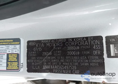 2016 Kia Forte Lx из США, поврежденный, VIN KNAFX4A65G5497539